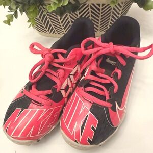 Nike Softball Cleats Kids Size 13C Pink Black Hyperdiamond 4 Keystone Fast Flex